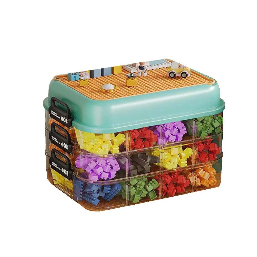 3-Layer Stackable Storage Box for Building Blocks Toy