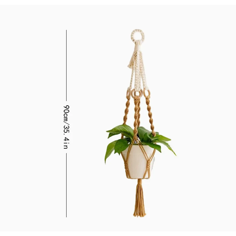3 pcs Handwoven Plant Hanger-Cotton Rope Hanging Planter