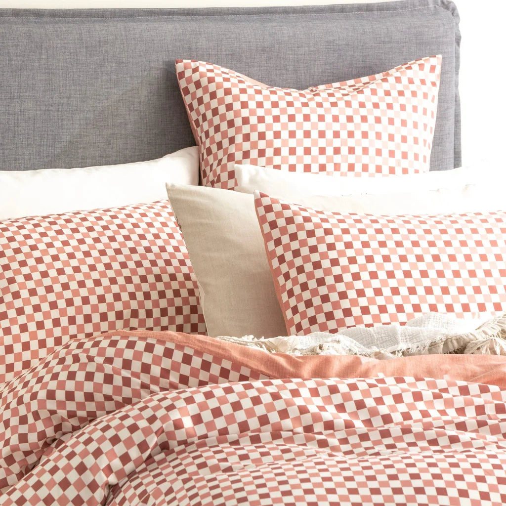 300 TC Chessboard Cotton Reversible Cedar Quilt Cover Sets