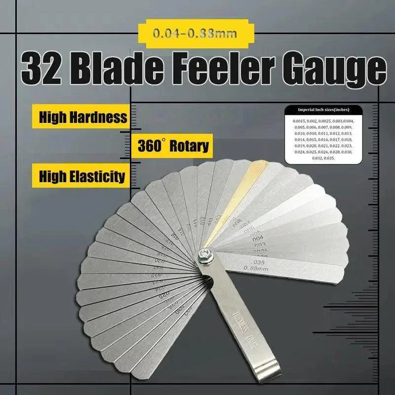 32 Blade Feeler Gauge Dual Marked Mm/Inch Thickness Gap