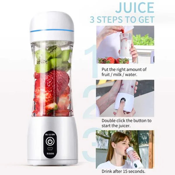 380ml Portable Mini USB Rechargeable Handheld Fruit Mixer Juicer White - Premium