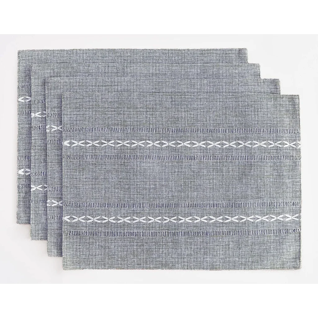 4 Pcs Blue Woven Placemats - Heat Resistant Kitchen Table