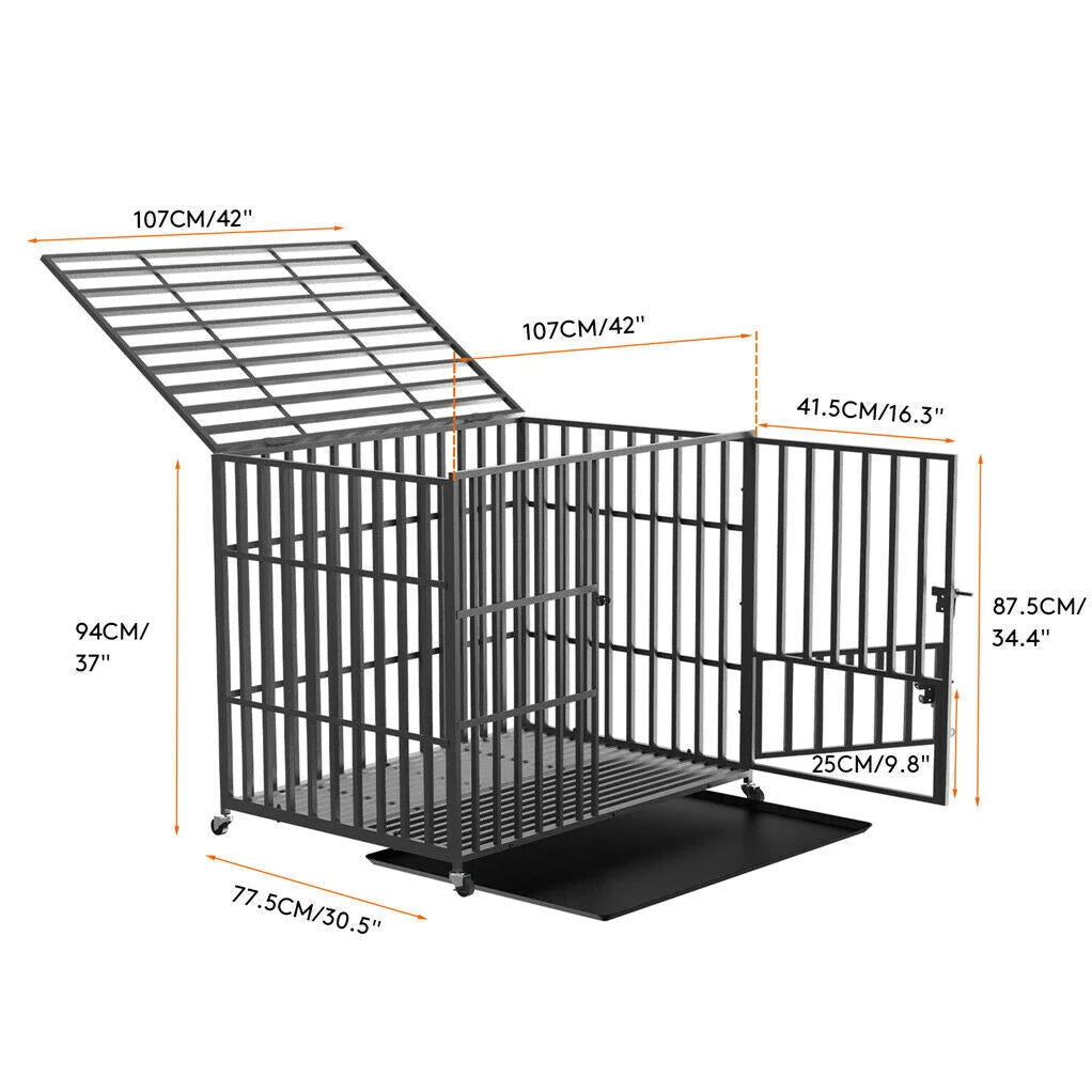 42 XL Heavy Duty Dog Cage Playpen Kennel w/ Wheels - Pet