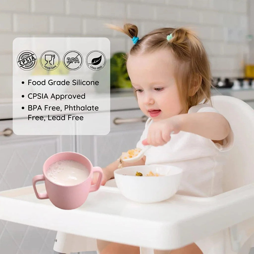 4PCS Bamboo Fiber Milk Drinking Cups with Handle Eco
