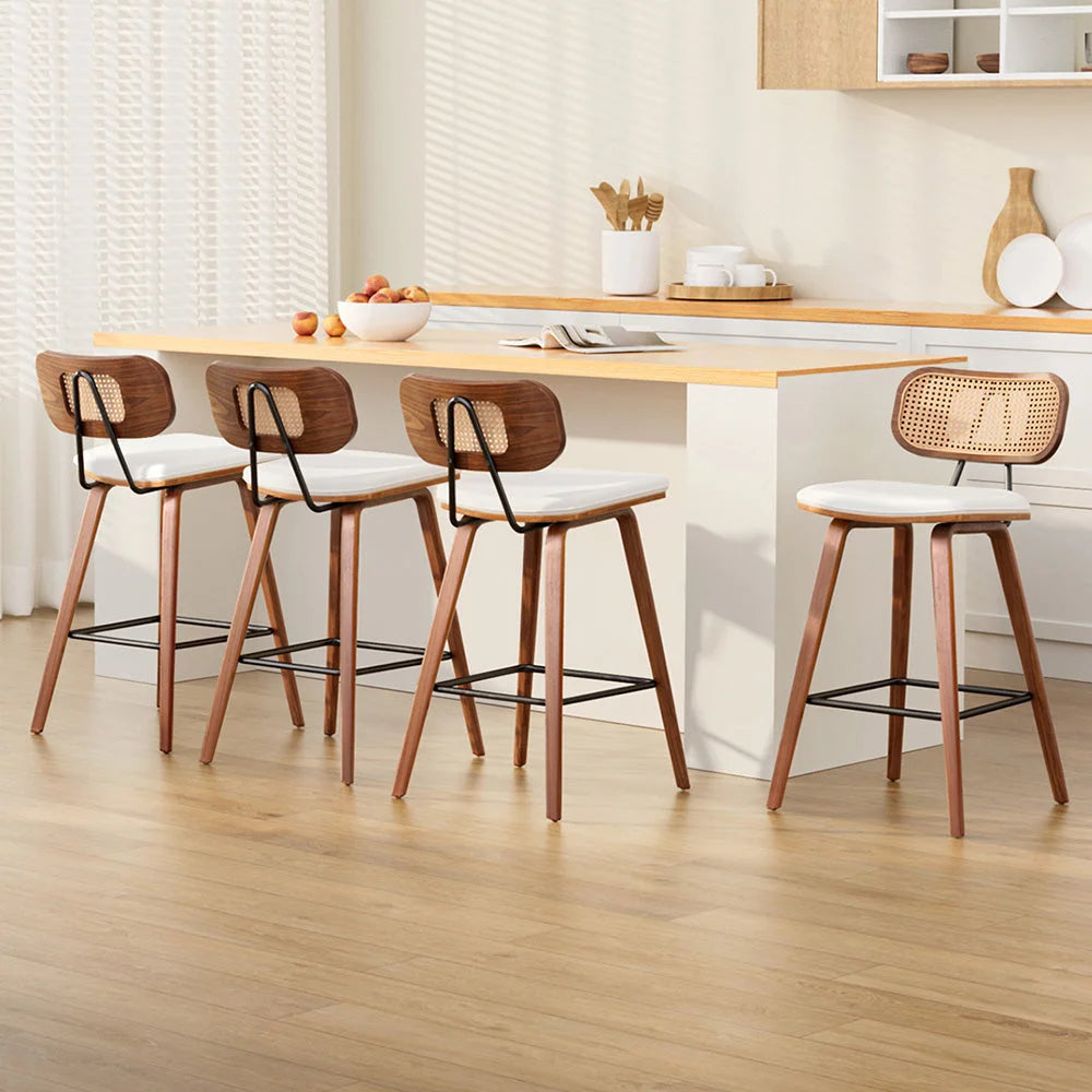 4x Artiss Bar Stools Kitchen Counter Rattan Chairs PU