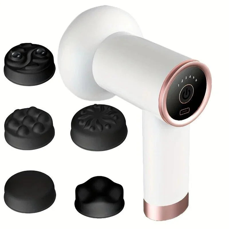 5-Head Handheld Massage Gun For Fat Pushing - Pink - Health