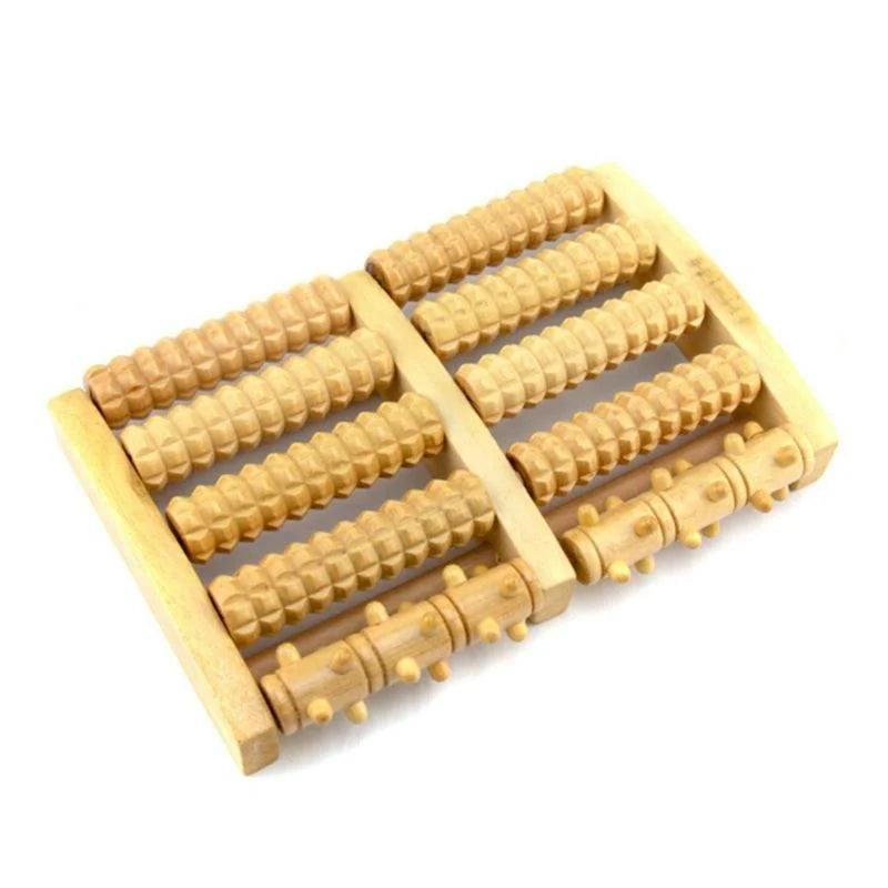 5-Row Foot Massager Wooden Roller 27X19X4.5Cm - Health &