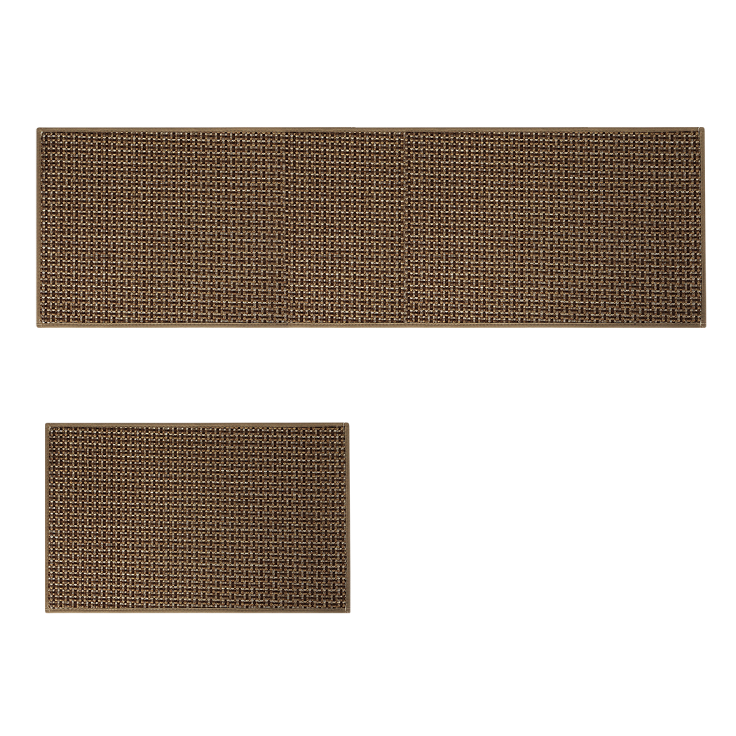 Marlow Kitchen Rug 2PCS Woven Non Slip Absorbent Brown
