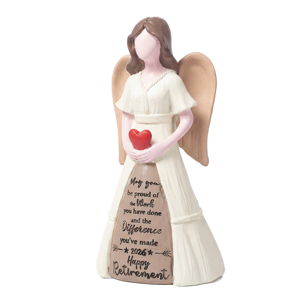 Levede Resin Angel Heart Figurines Tribute Retirement Gift for Elder White