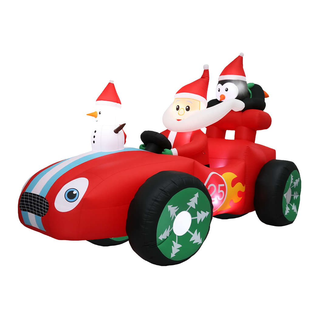 Santaco Christmas Inflatable 2.4M Santa Racing Sleigh