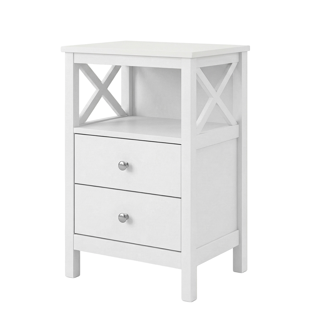 Levede Bedside Table Nightstand Side End Table 2 Drawers Storage Bedroom Cabinet