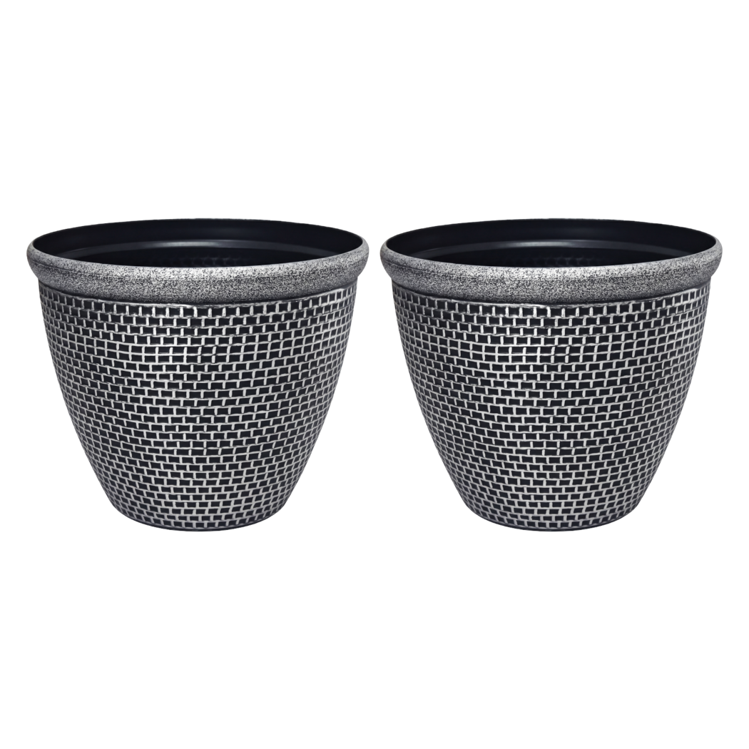 Toque Plastic Plant Pots 30cm Outdoor Garden Planter 2 Pcs With Drainage Holes