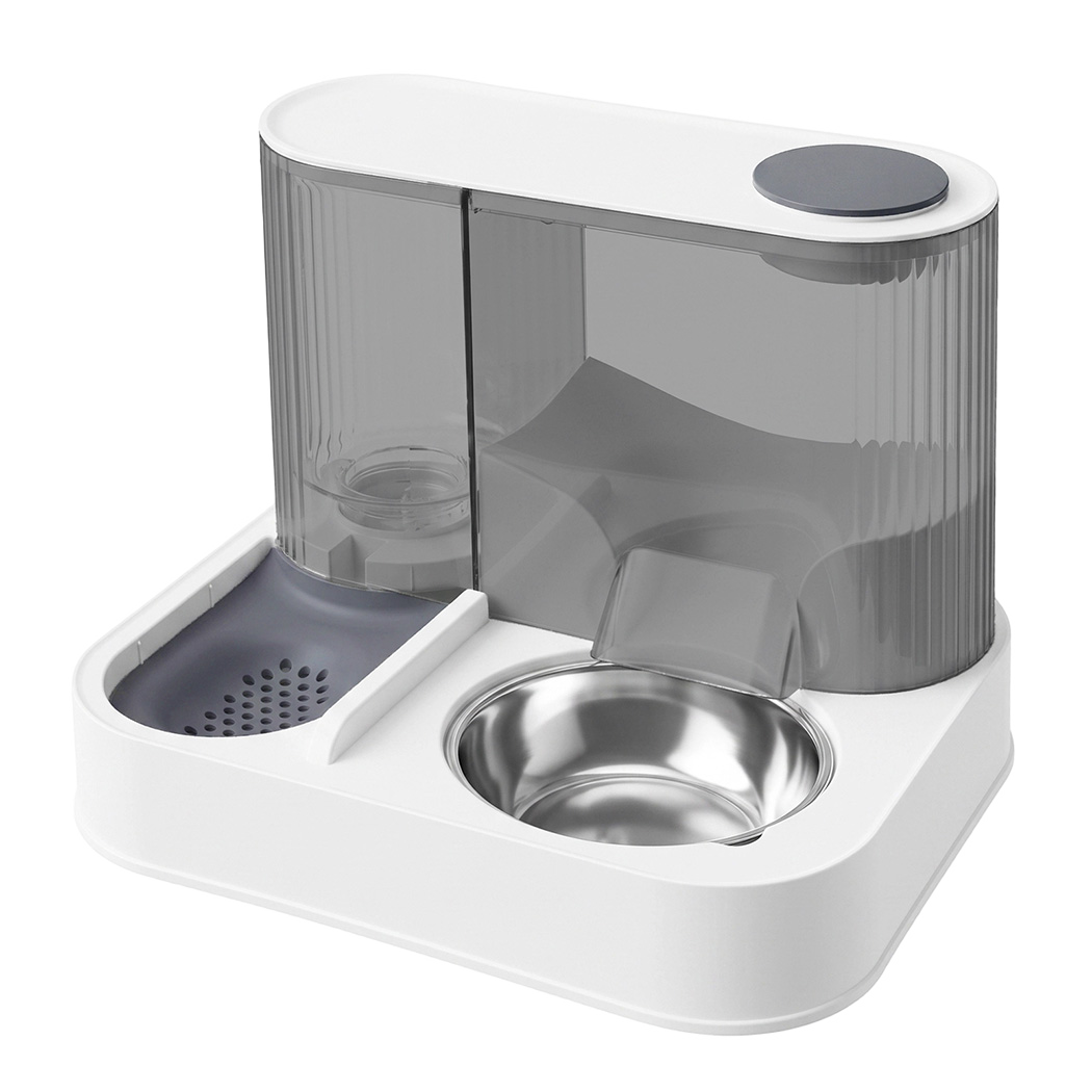 PaWz Automatic Cat Feeder Gravity Food and Water Dispenser for Home Travel White
