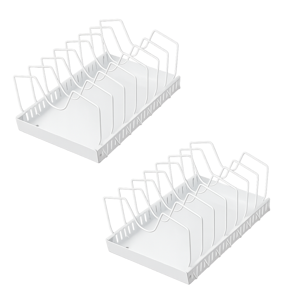 Toque Pots and Pans Organiser Saucepan Holder Storage Pull Out Rack Holder White