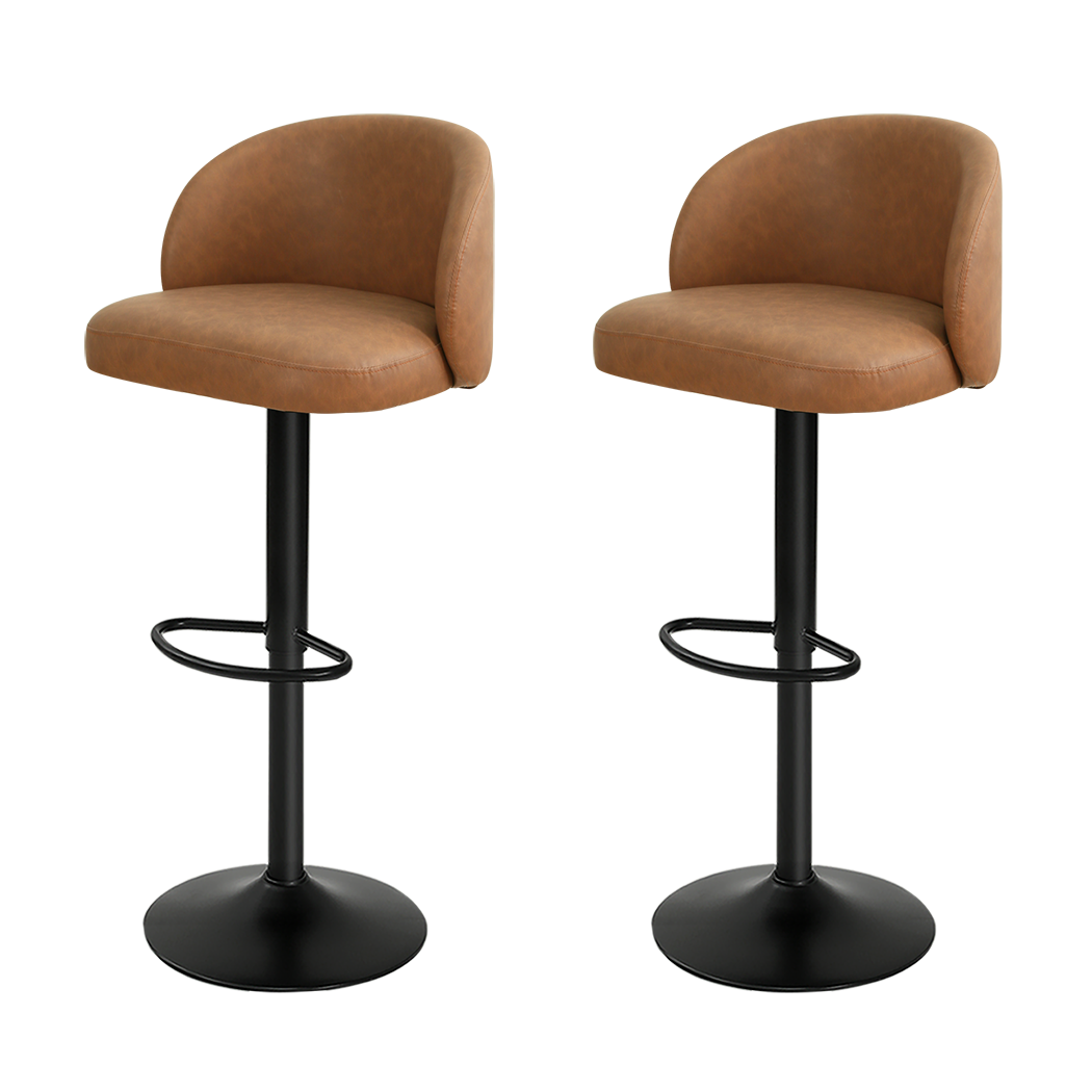 Levede 4x Bar Stool Swivel Gas Lift PU Leather Brown
