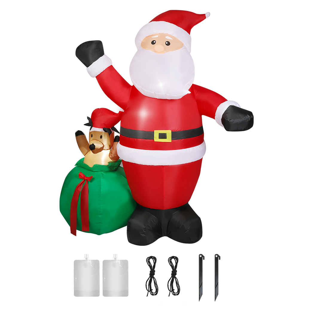 Santaco Christmas Inflatable Outdoor Santa Claus Elk 2.2M Xmas Decoration Light