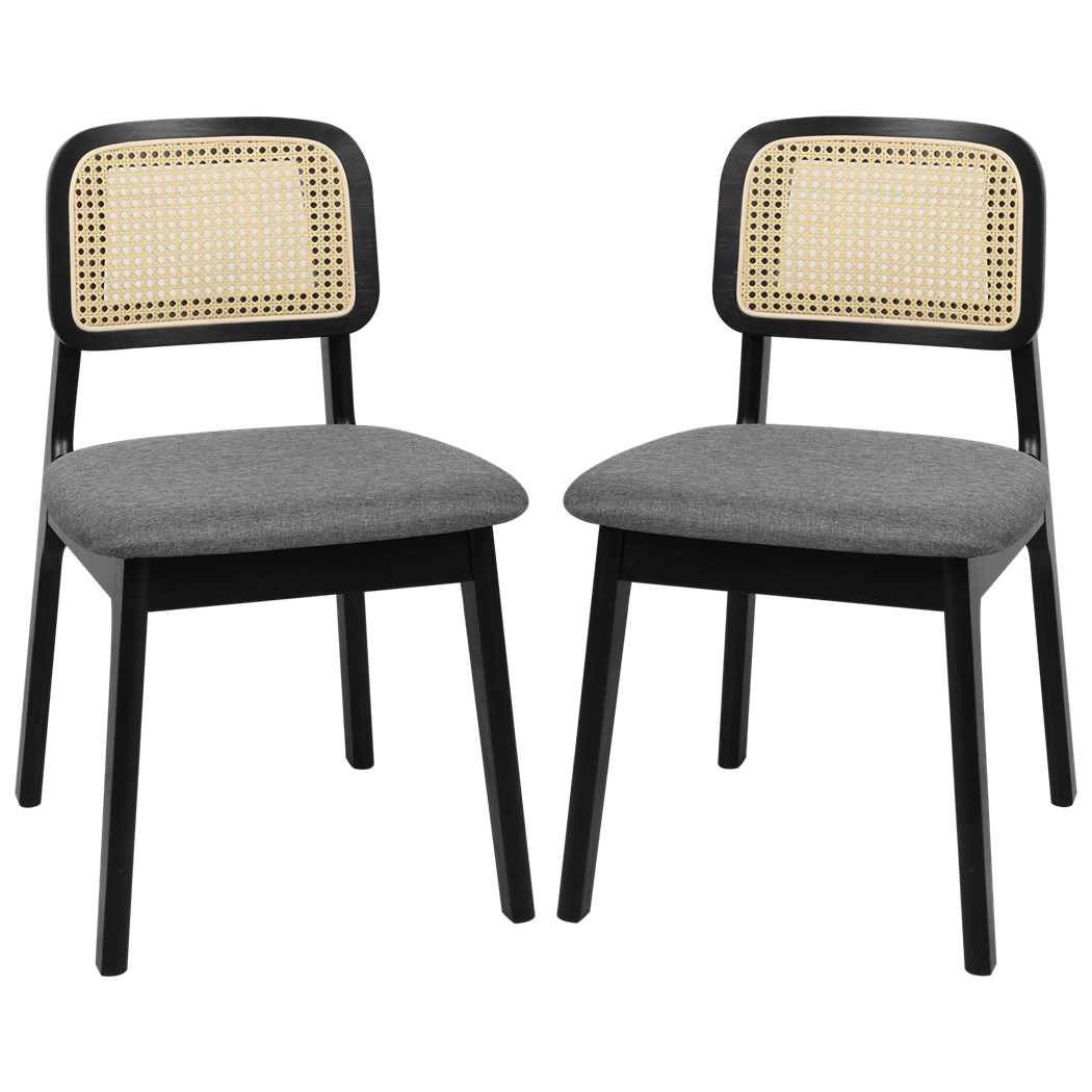 Levede 2x Dining Chair Wood Rattan Armless Black