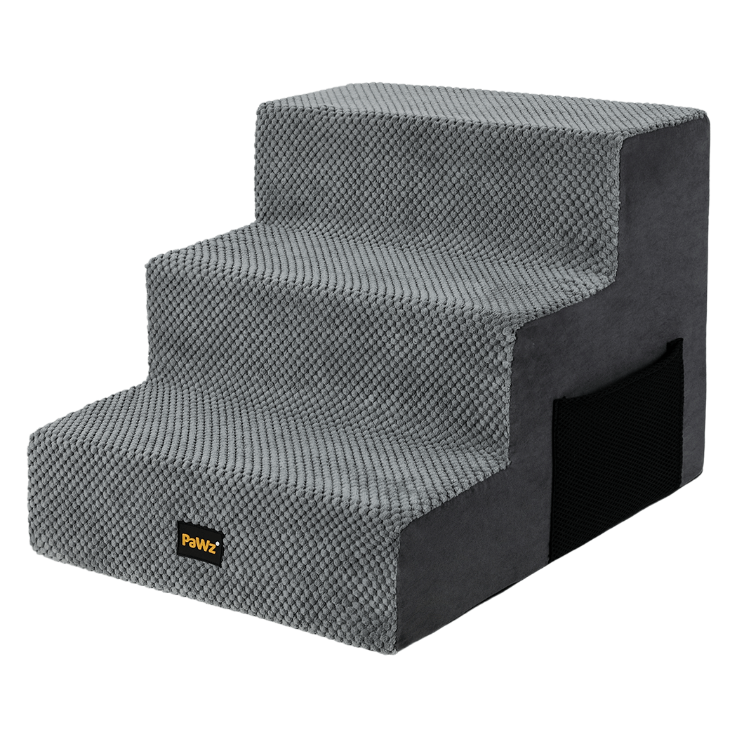 Pawz 3 Steps Pet Stairs Dog Ramp High Density Foam Grey