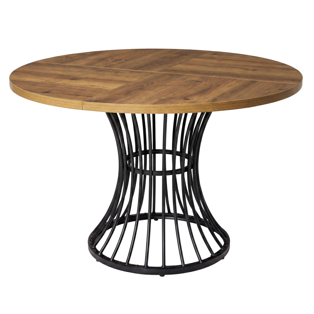 Levede Dining Table 120cm Round Dining Table 30mm MDF Retro Brown
