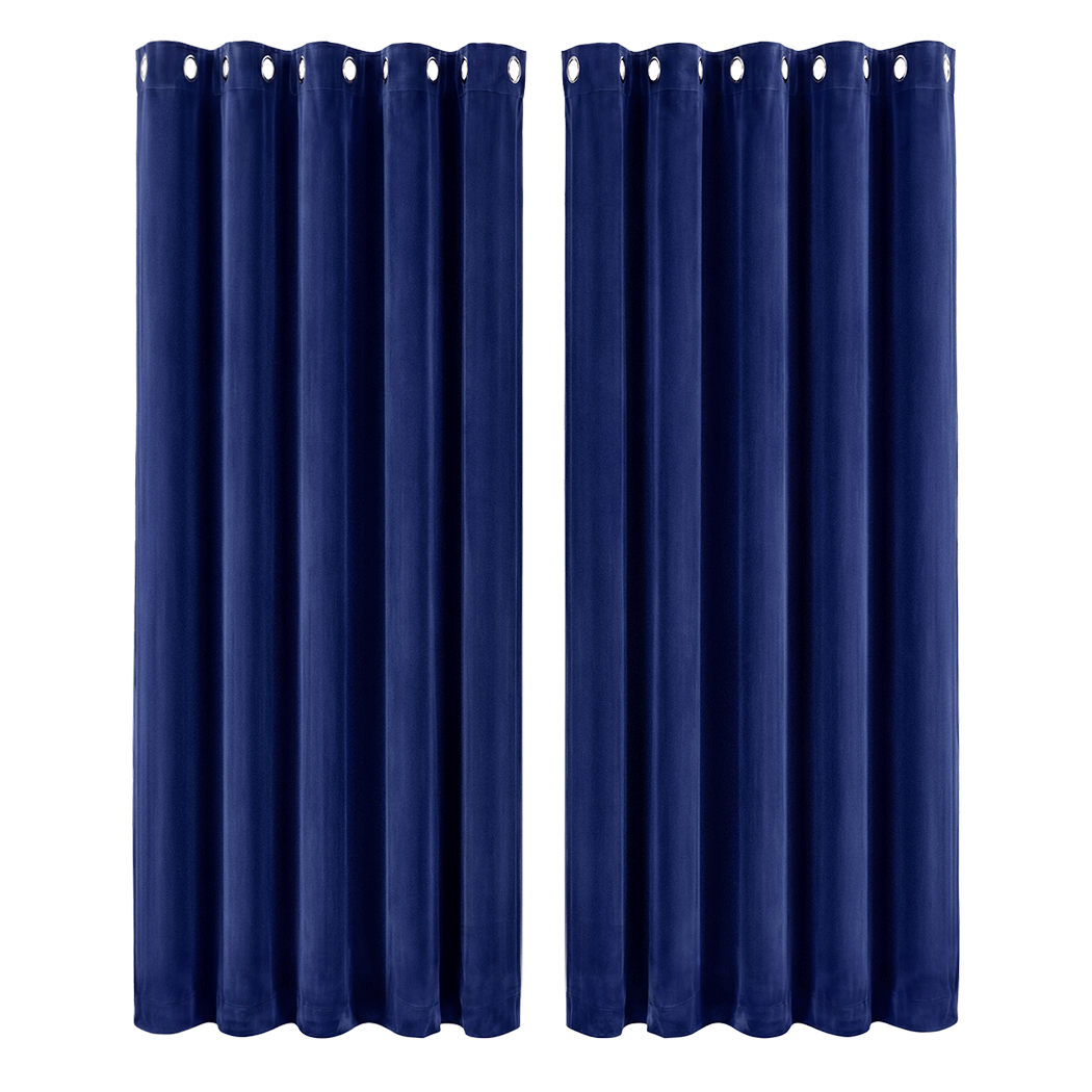 Marlow Velvet Blackout Curtains 2-Panel Room Darkening Eyelet Curtains 132x213cm