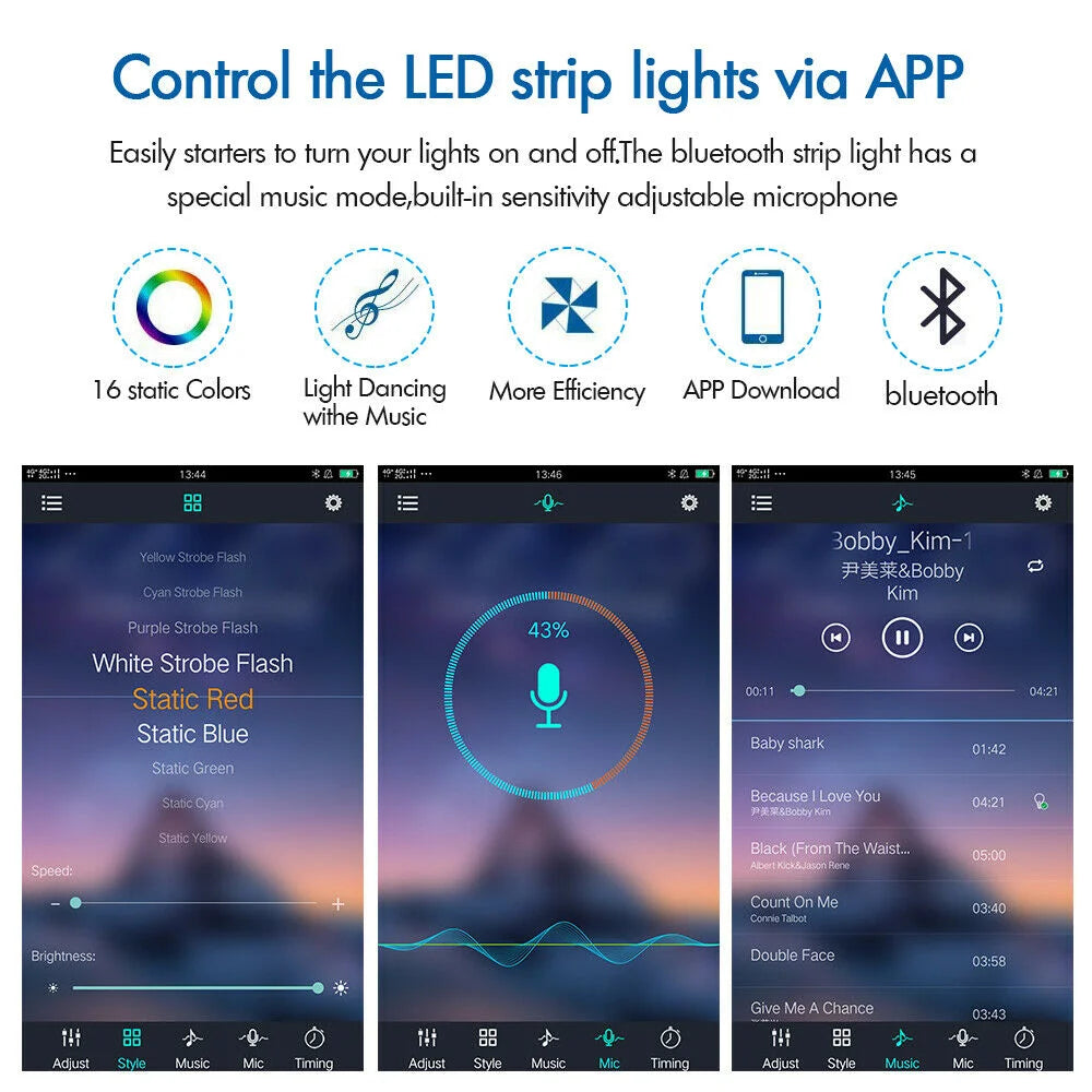 Rgb led strip with 5v lights waterproof leds