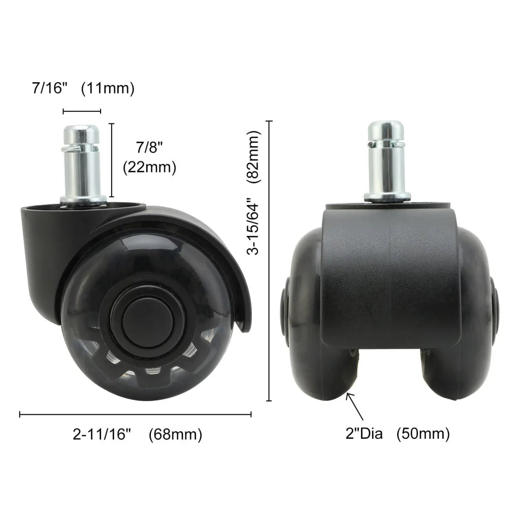 5X 2’’ Twin Wheel Office Chair Casters - Slient Smooth
