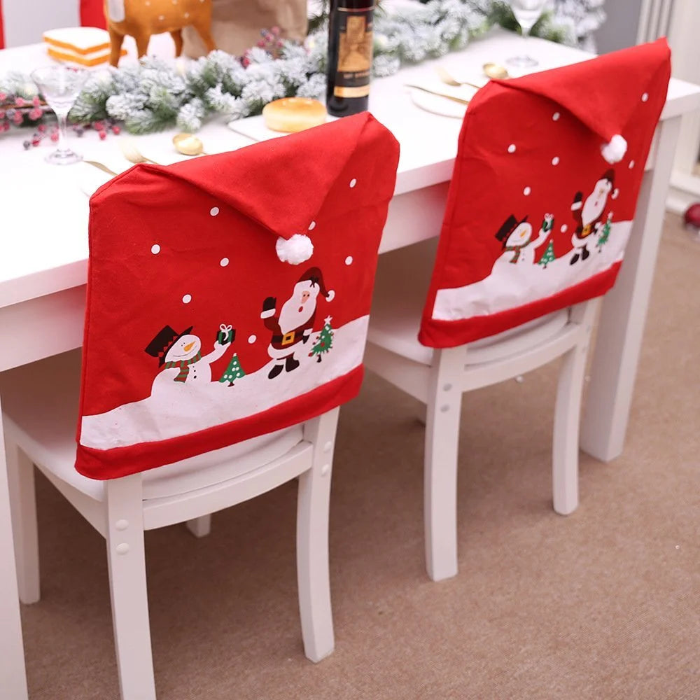 6-10x Christmas Santa Hat Chair Covers Table Cloth Dinner