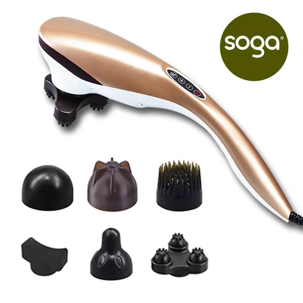 6 Heads Portable Handheld Massager Soothing Blood Flow Shoulder Gold - Premium