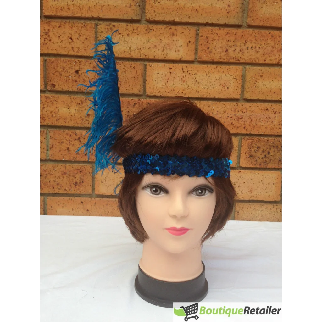 6x 1920s FLAPPER HEADBAND Headpiece Feather Sequin