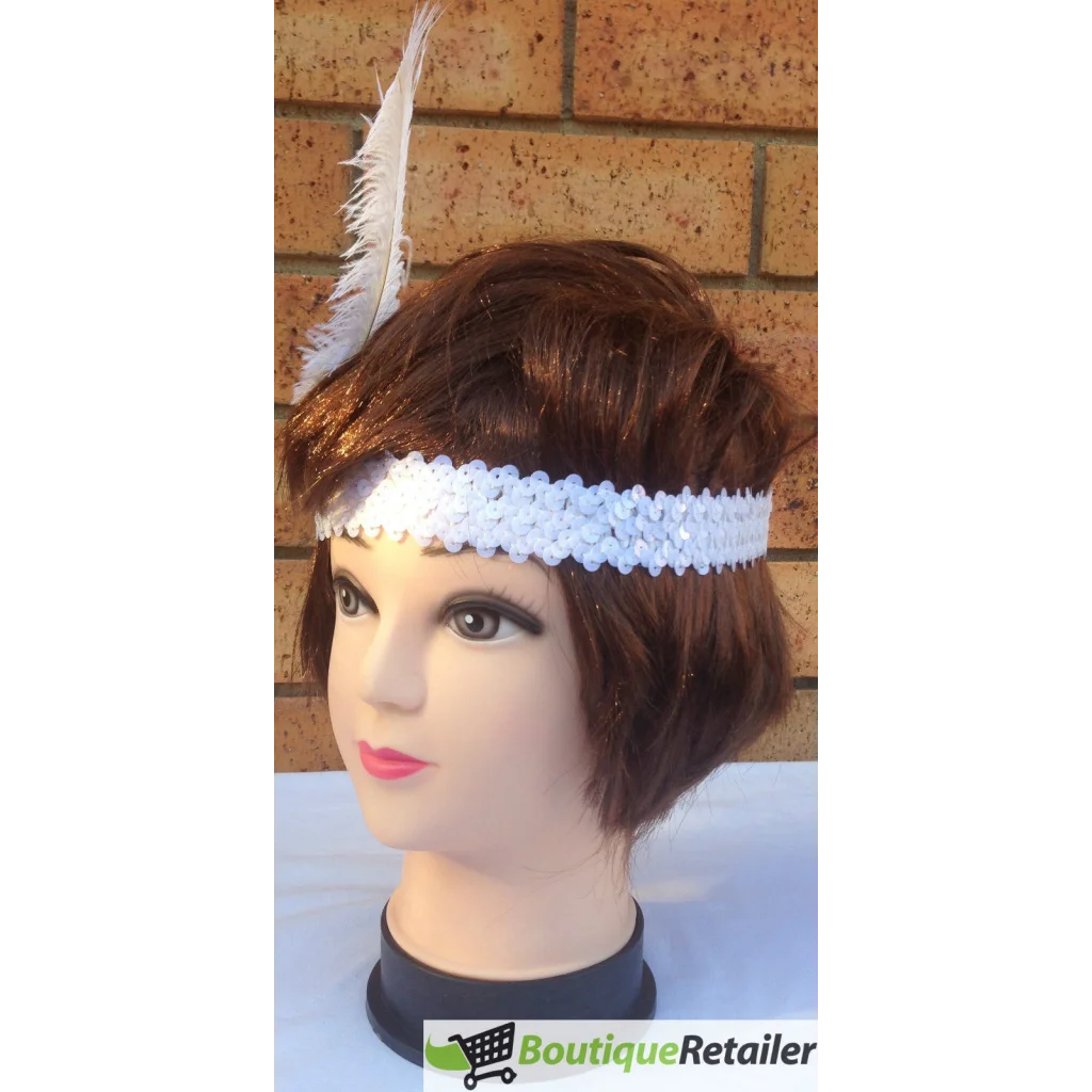 6x 1920s FLAPPER HEADBAND Headpiece Feather Sequin