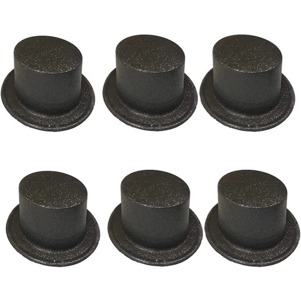 6x Glitter Top Hat Fancy Party Plastic Costume Tall Cap Fun
