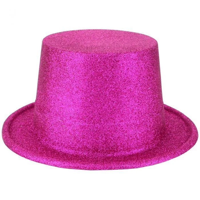 6x Glitter Top Hat Fancy Party Plastic Costume Tall Cap Fun