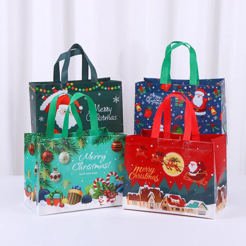 8-Pack Christmas Red Non-Woven Tote Bags(32 x 25 x 17 CM)