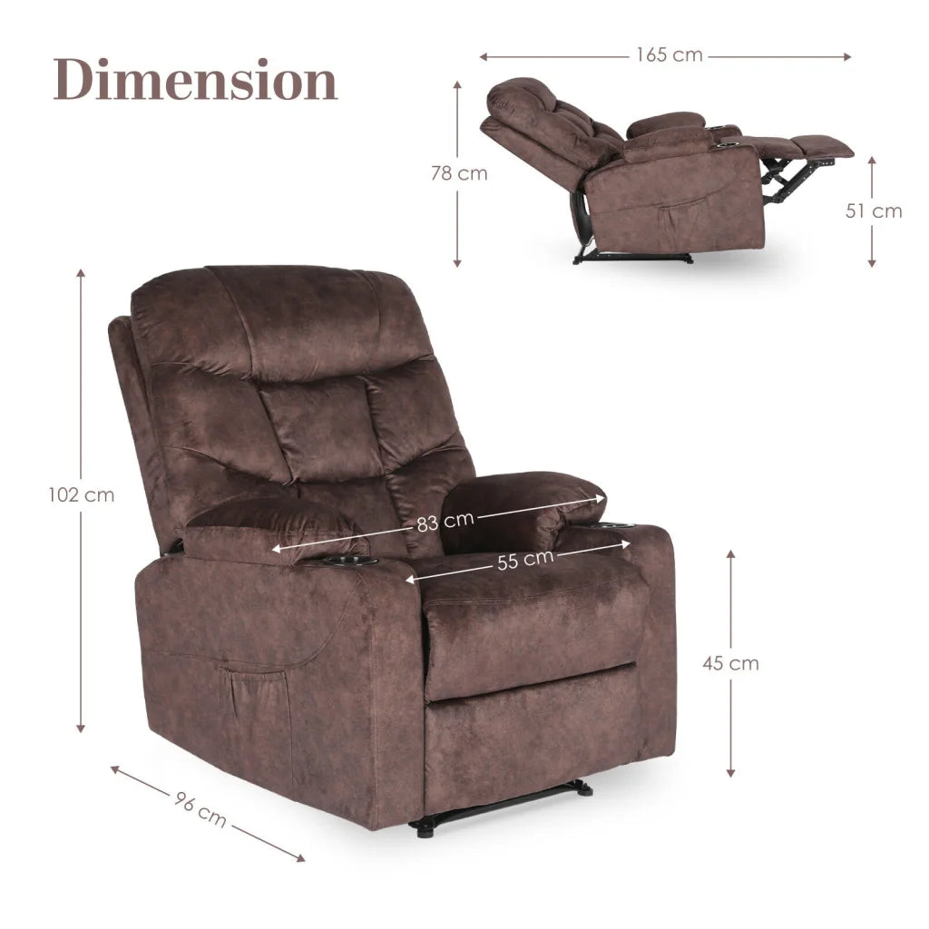 8-Point Electric Massage Recliner Chair - Leathaire Lounge