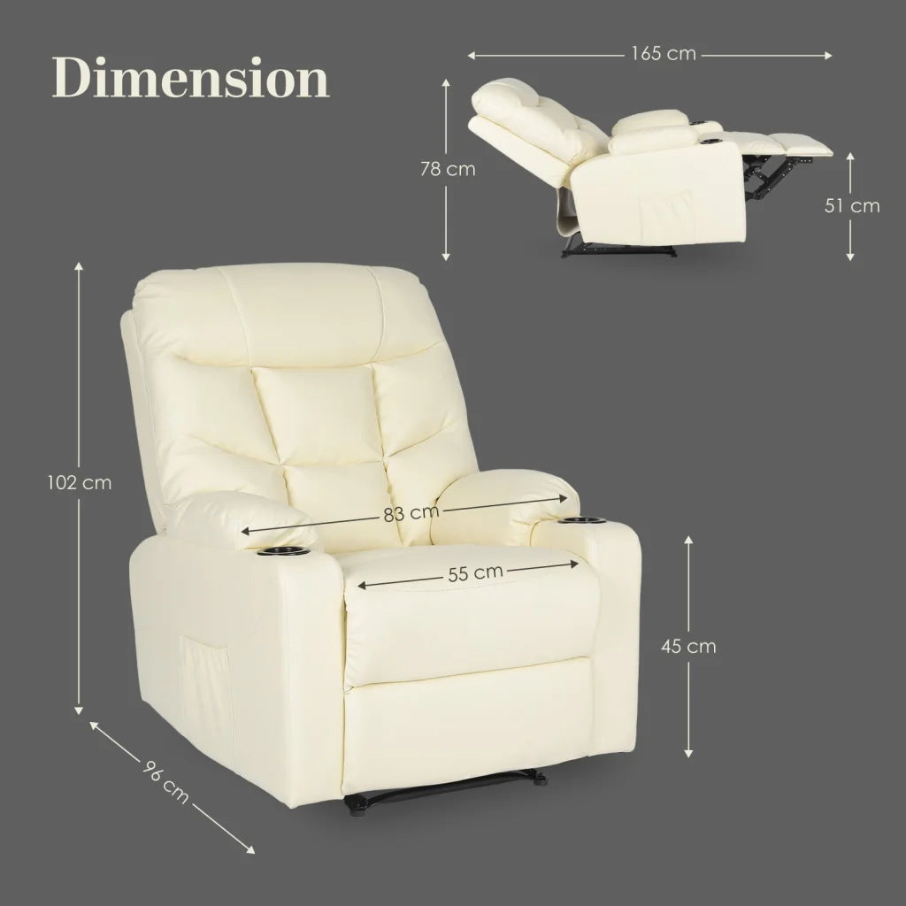 8-Point Electric Massage Recliner Chair - PU Leather Lounge