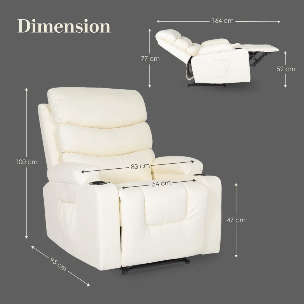 8-Point Electric Massage Recliner Chair - PU Leather Lounge