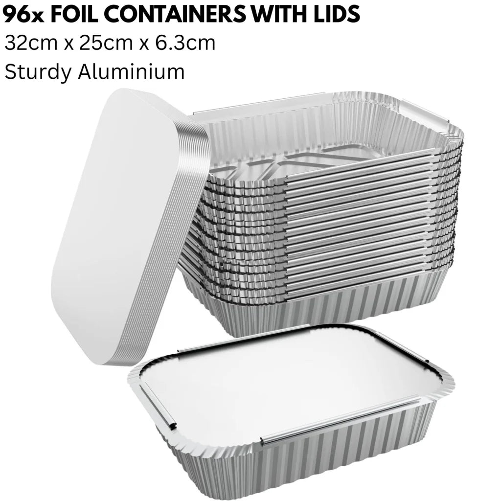 96x Aluminium Disposable Foil Food Container Trays Pans w/