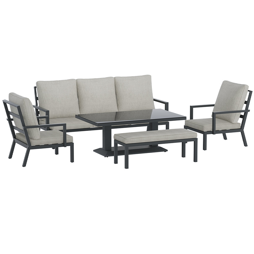 Outdoor Furniture Setting 5-Piece Table Chair Aluminium Sofa 7-Seater