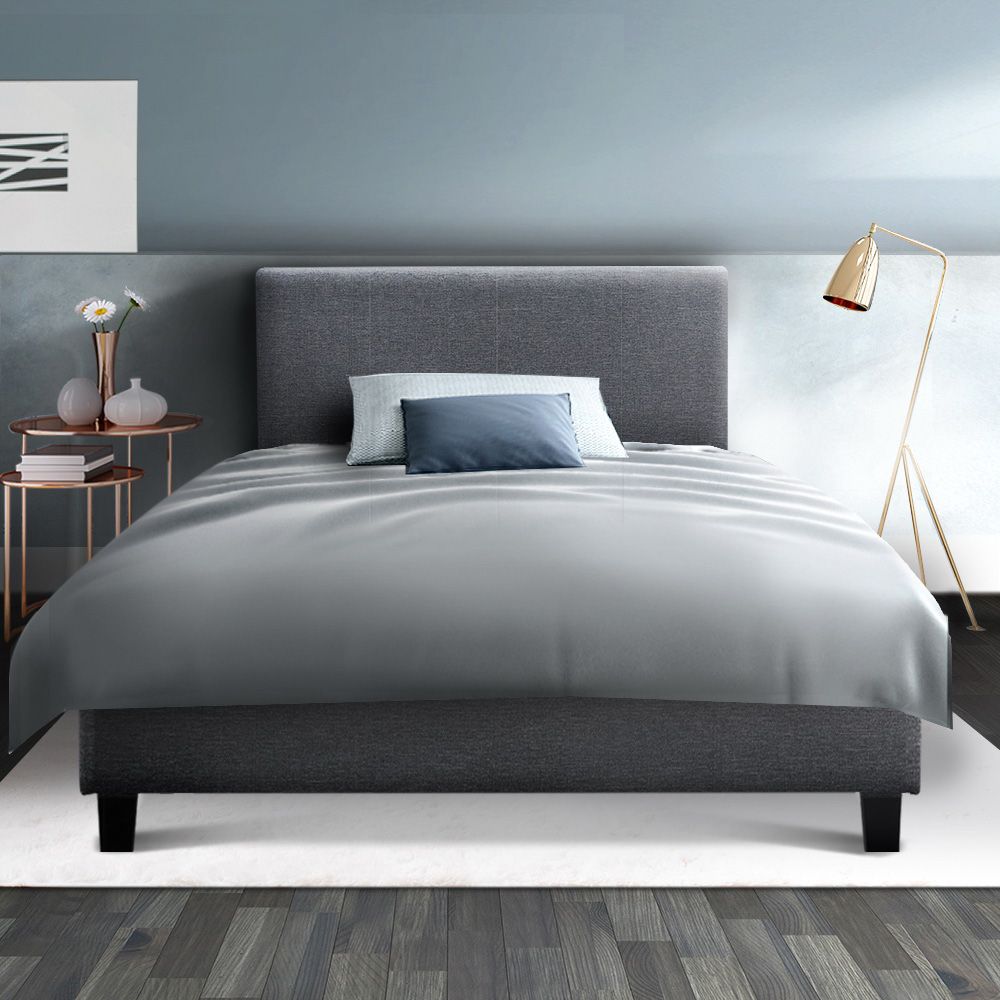 Bed Frame Fabric - Grey King Single