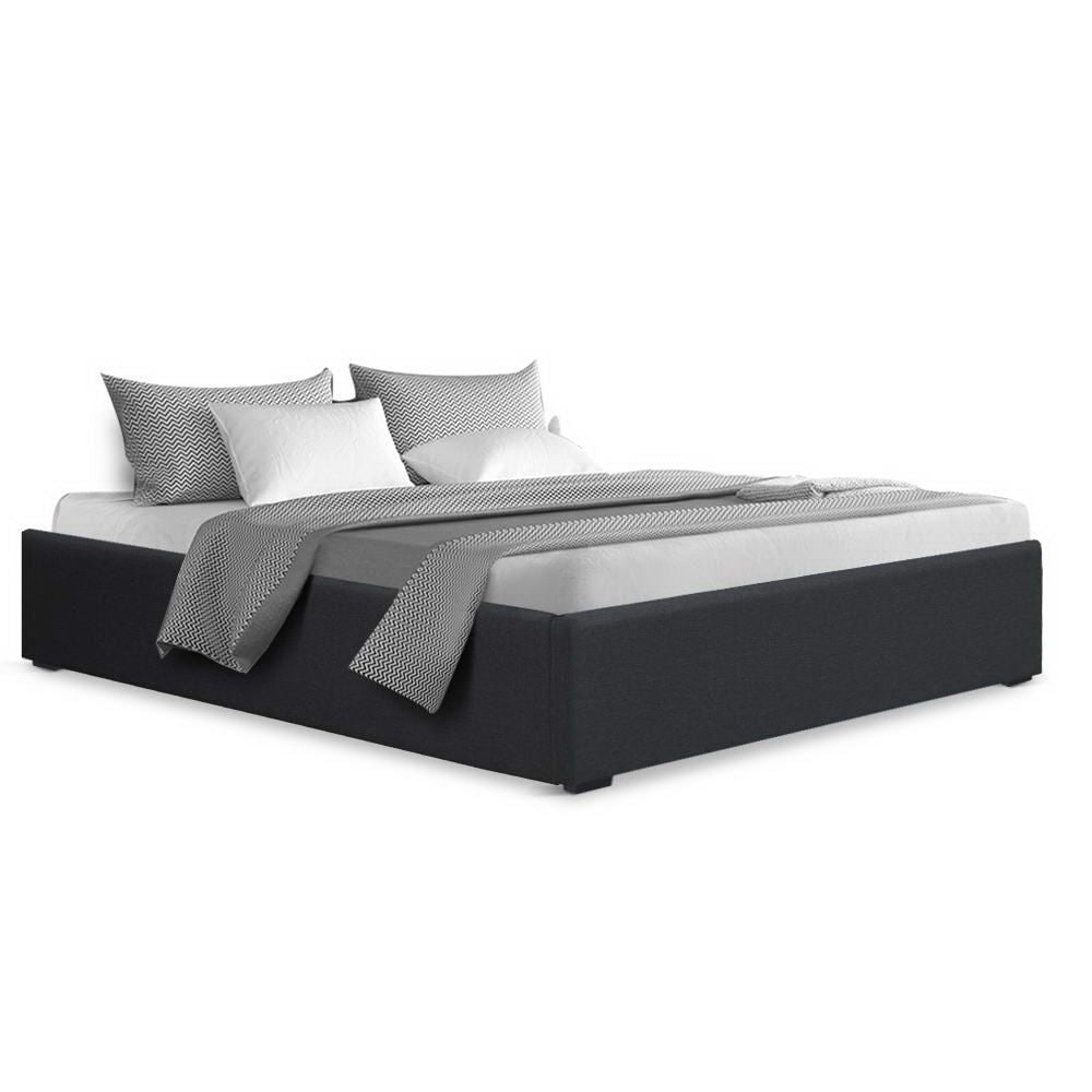 Gas Lift Bed Frame Double Size Storage Without Headboard Fabric - Charcoal