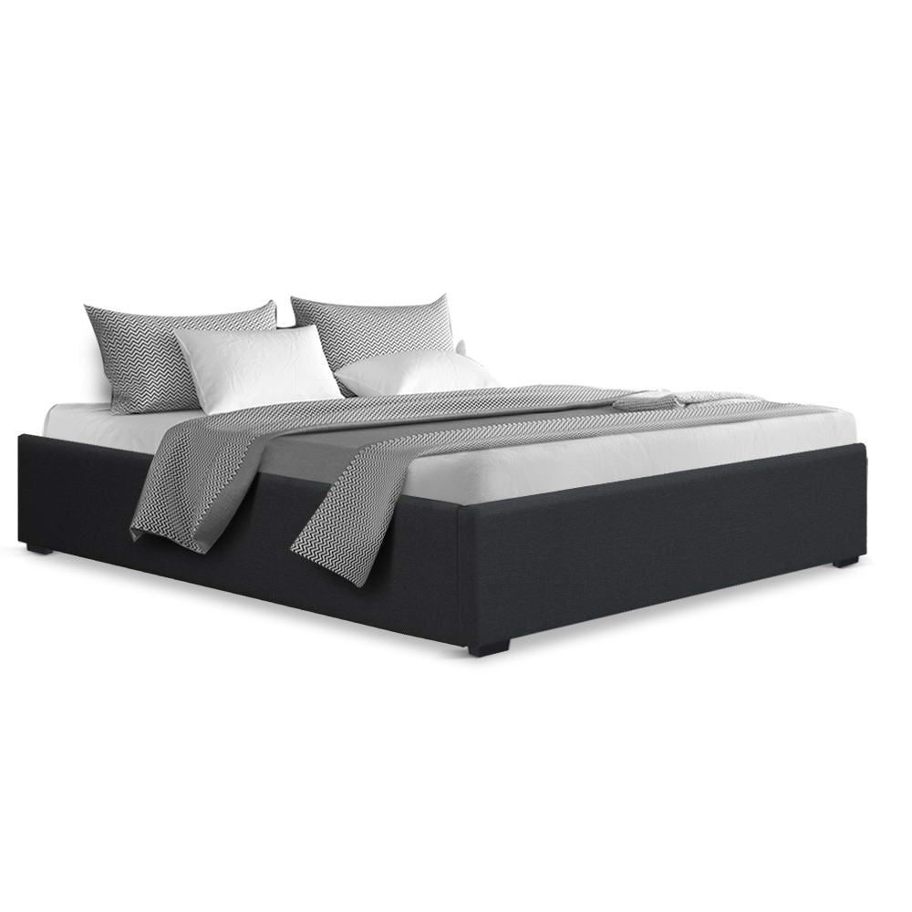 Gas Lift Bed Frame, Queen, Storage, Fabric, Charcoal
