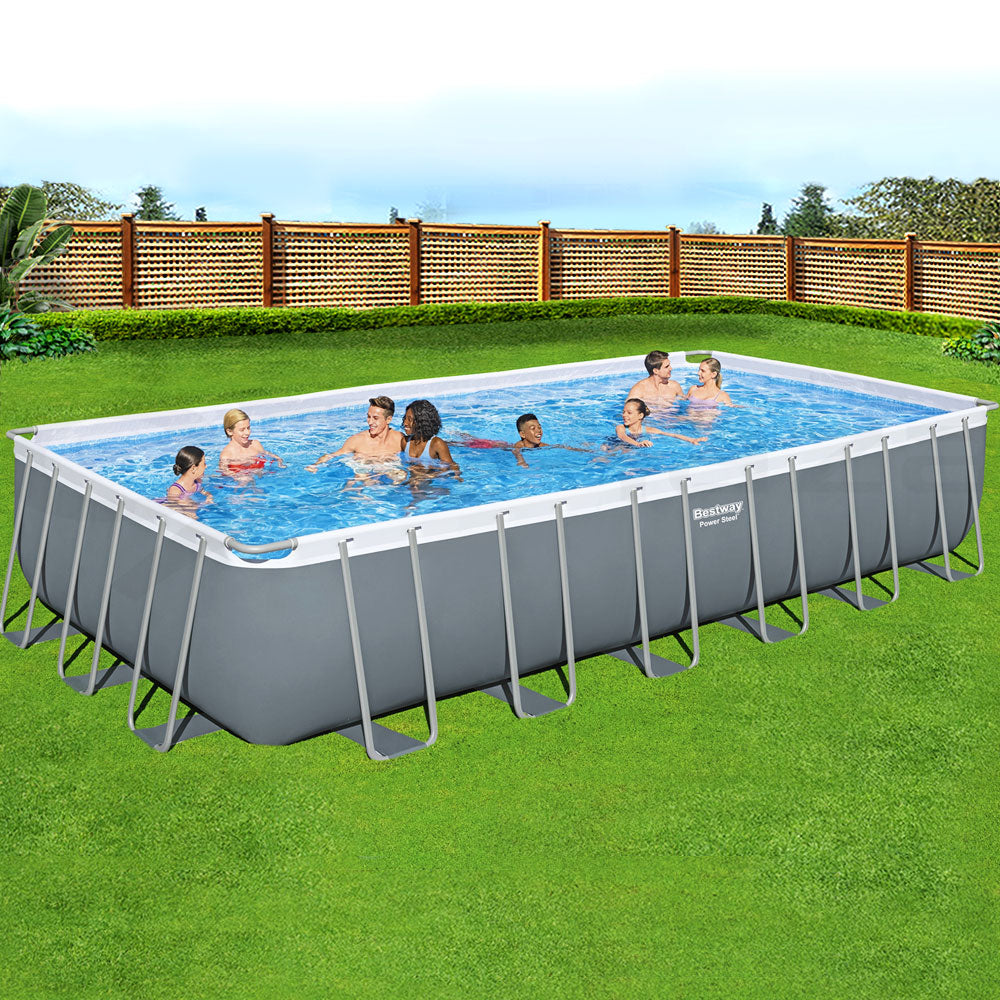 Swimming Pool 732x366x132CM Steel Frame Above Ground with Ladder 30045L