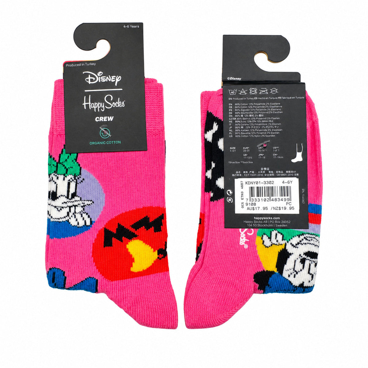 Happy Socks Disney Kids' Crew Socks 4-6 Years - Pink
