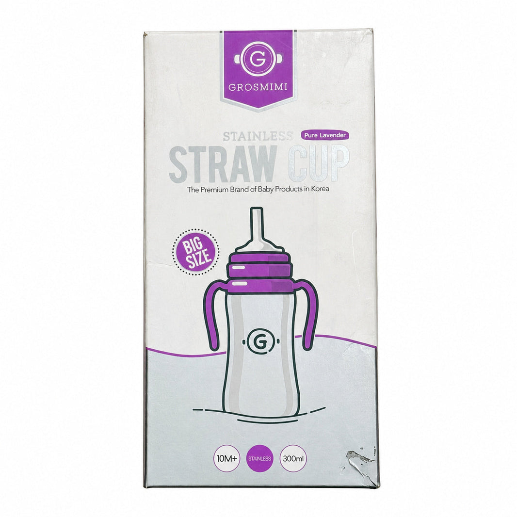 Grosmimi Insulated Stainless Steel Straw Cup 300ml - Pure Lavender