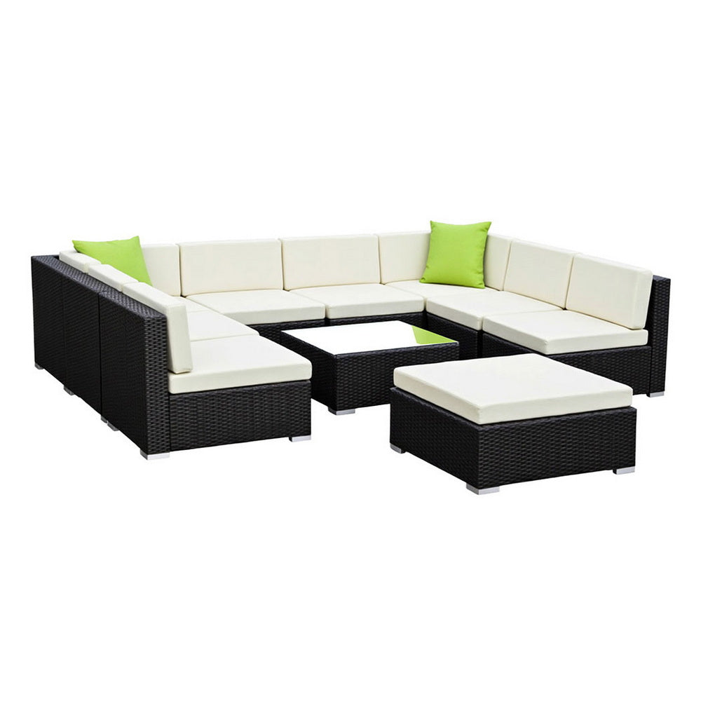 Outdoor Furniture 10PC Sofa Set with Storage Cover Wicker