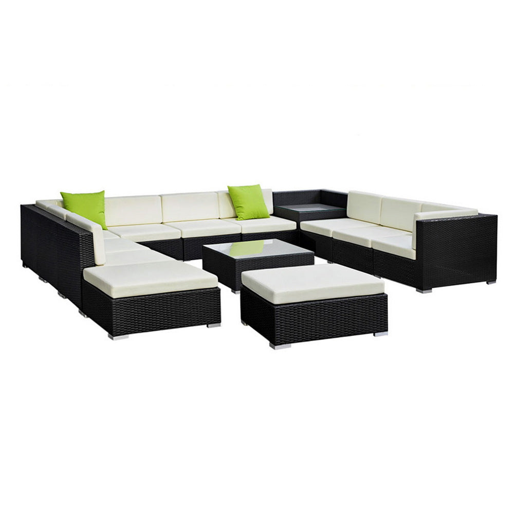 Outdoor Furniture 13PC Sofa Set with Storage Cover Wicker
