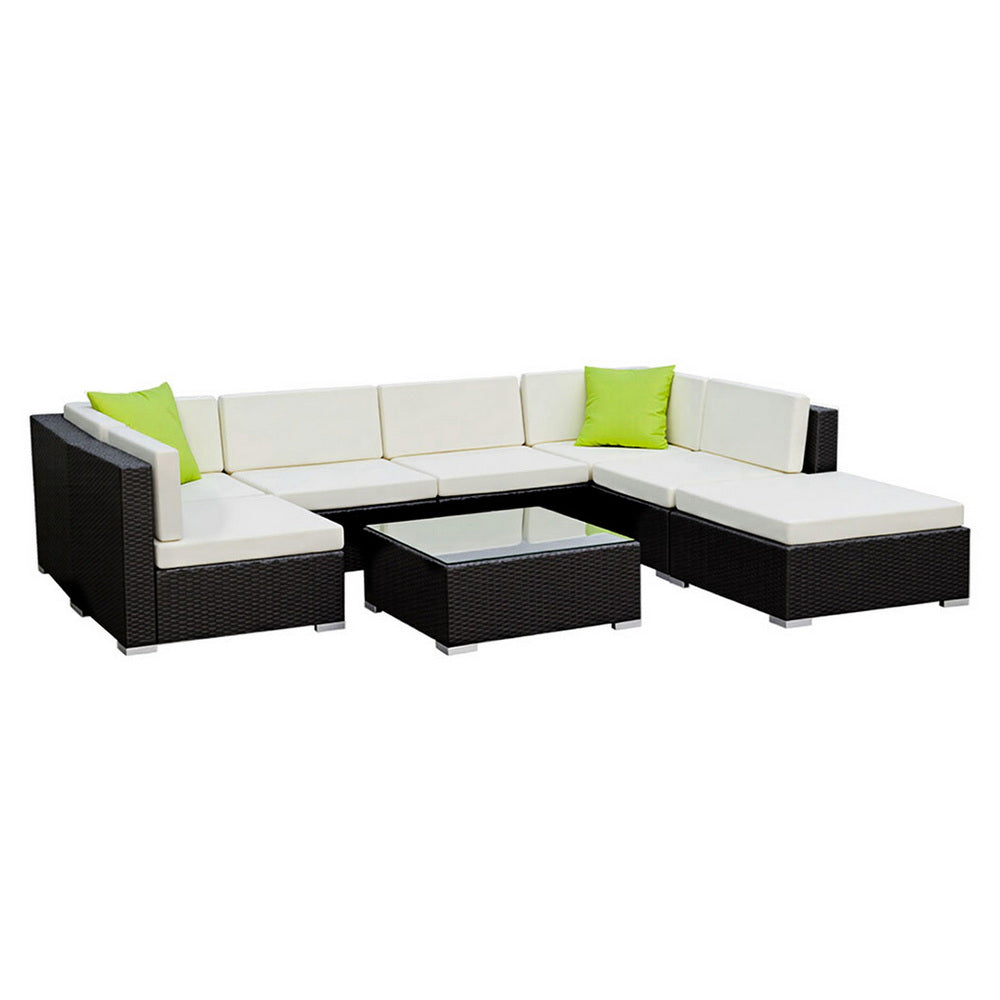 Outdoor Wicker Sofa Set (8pc) with Storage Cover