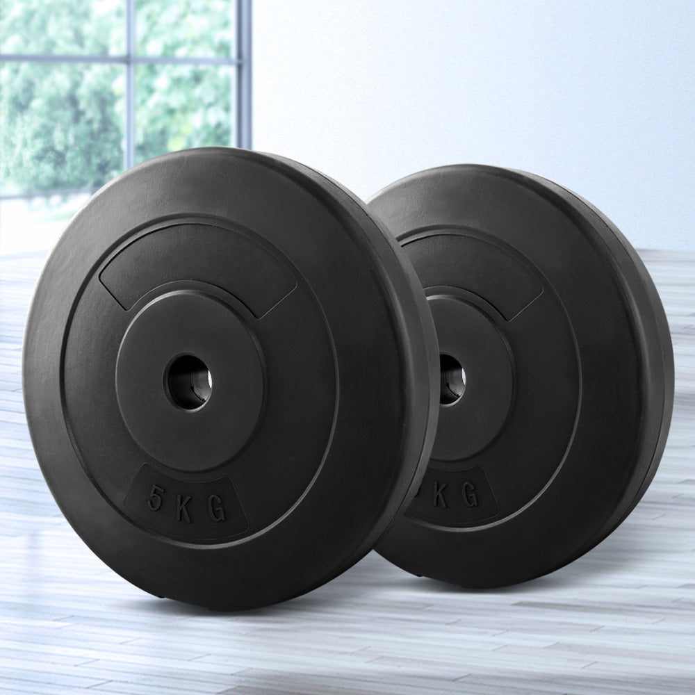 Barbell Weight Plates Set of 2 - 5KG Standard Home Gym Press Fitness Exercise Rubber