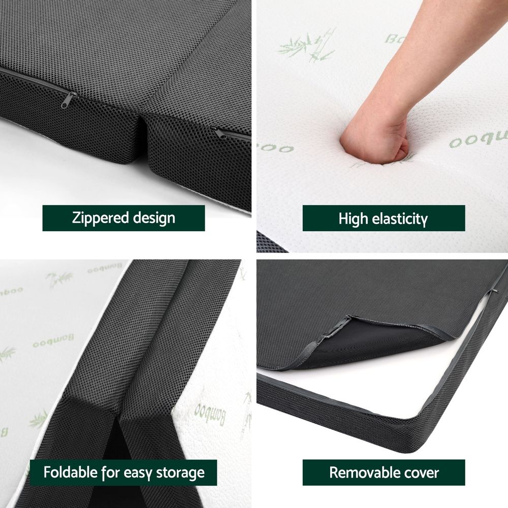 Mattress Folding Foam Double Bamboo Mfm Trio Bam Bedding Foldable