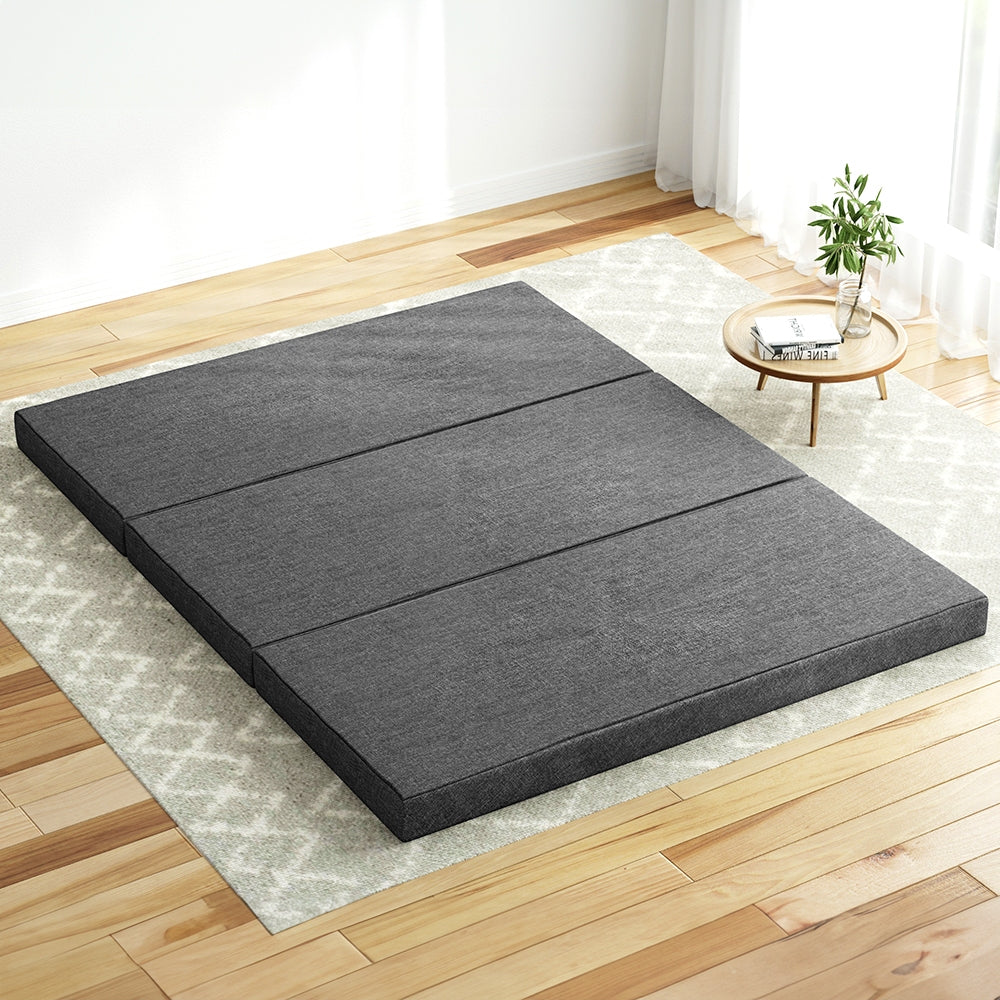 Grey mattress with bedding folding foam queen